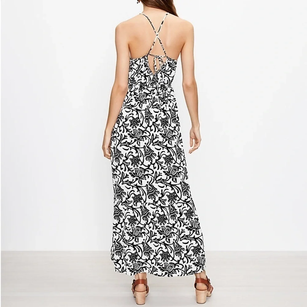 LOFT Vine Tie Back Strappy Maxi Dress Dize M - Picture 3 of 5